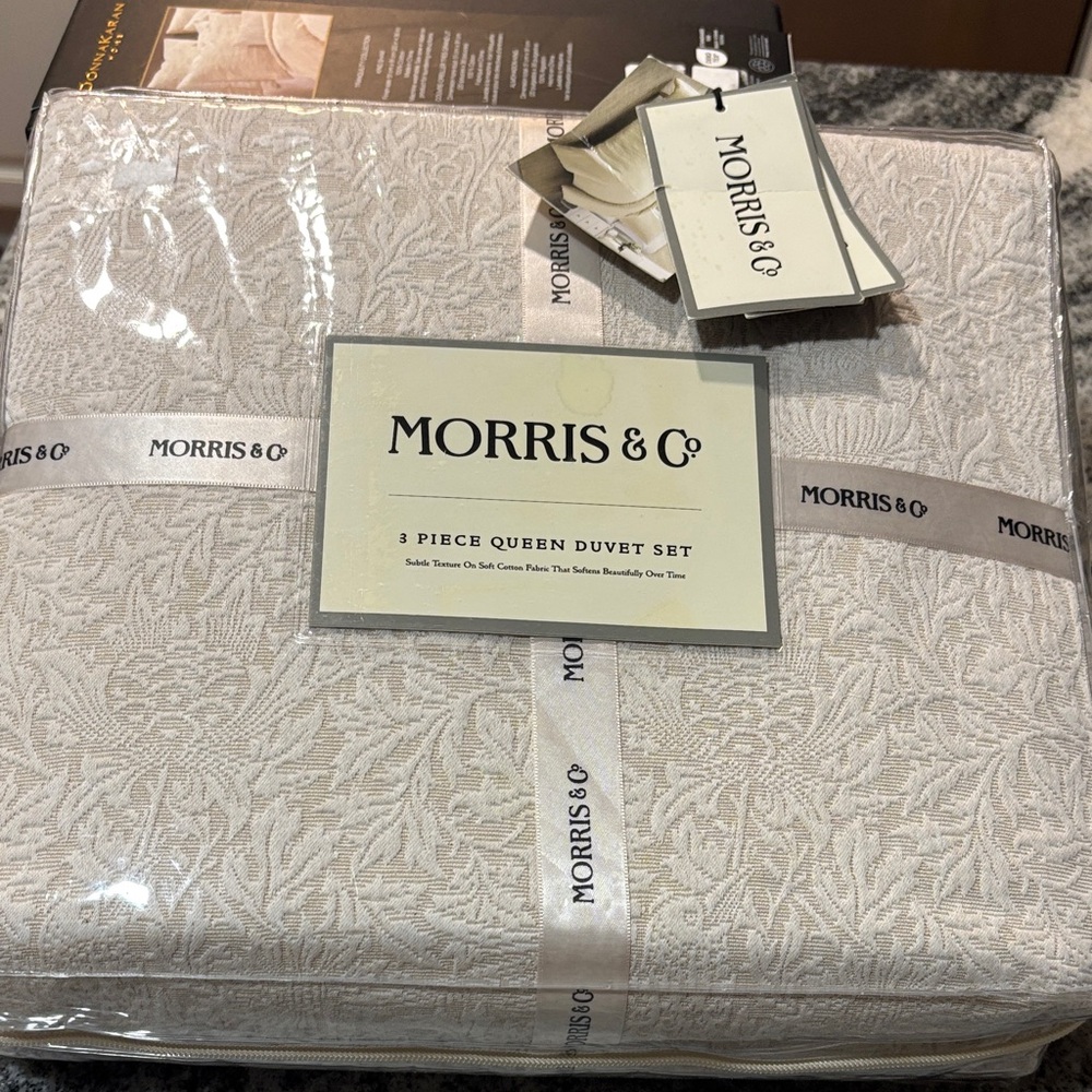 Morris & Co LUXURY Cream 3-Piece Queen SIZE Duvet Set NWT